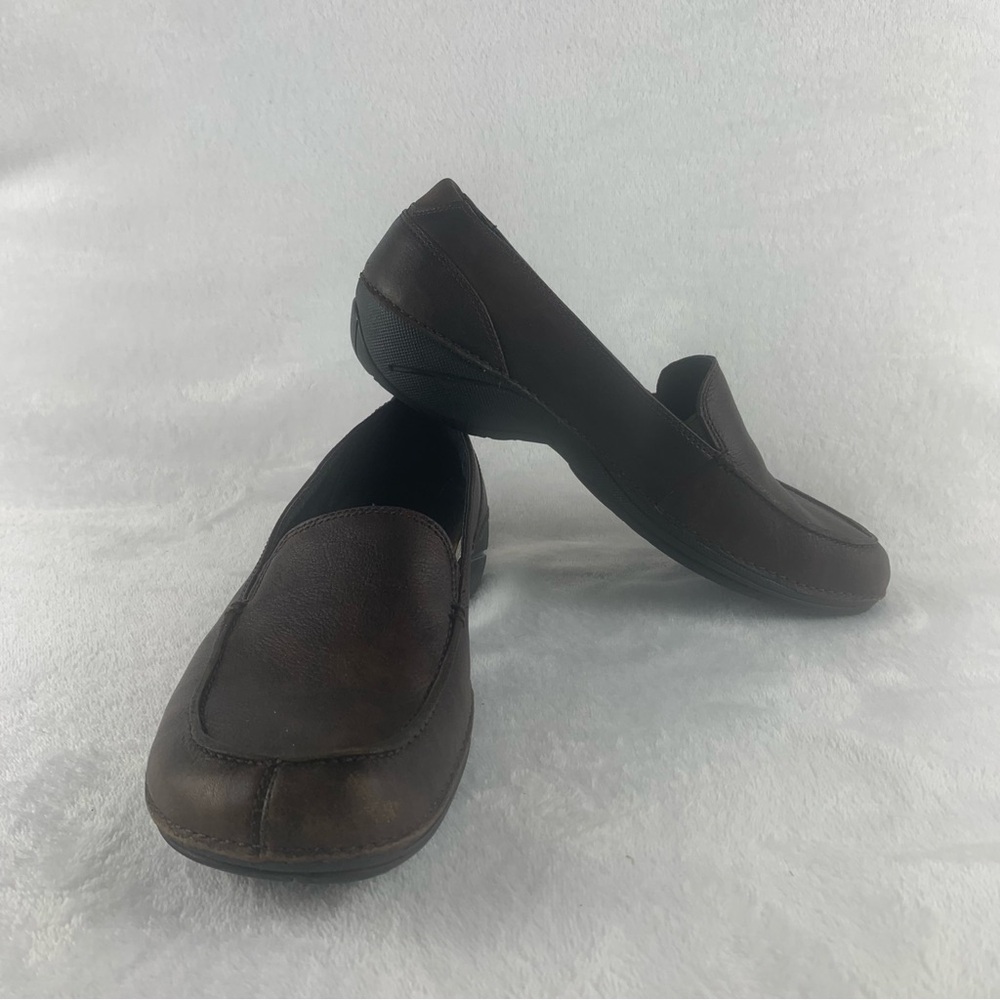 Merrell‎ Ortholite Womens Brown Moc Toe Loafer Shoes Size 7